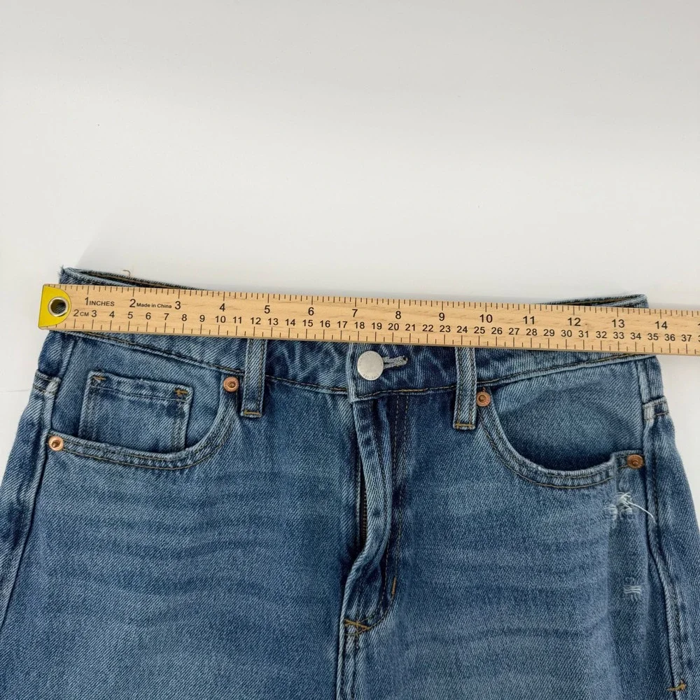 Dear John Womens Size 25 Blue Denim Distressed Straight Leg‎ Jeans